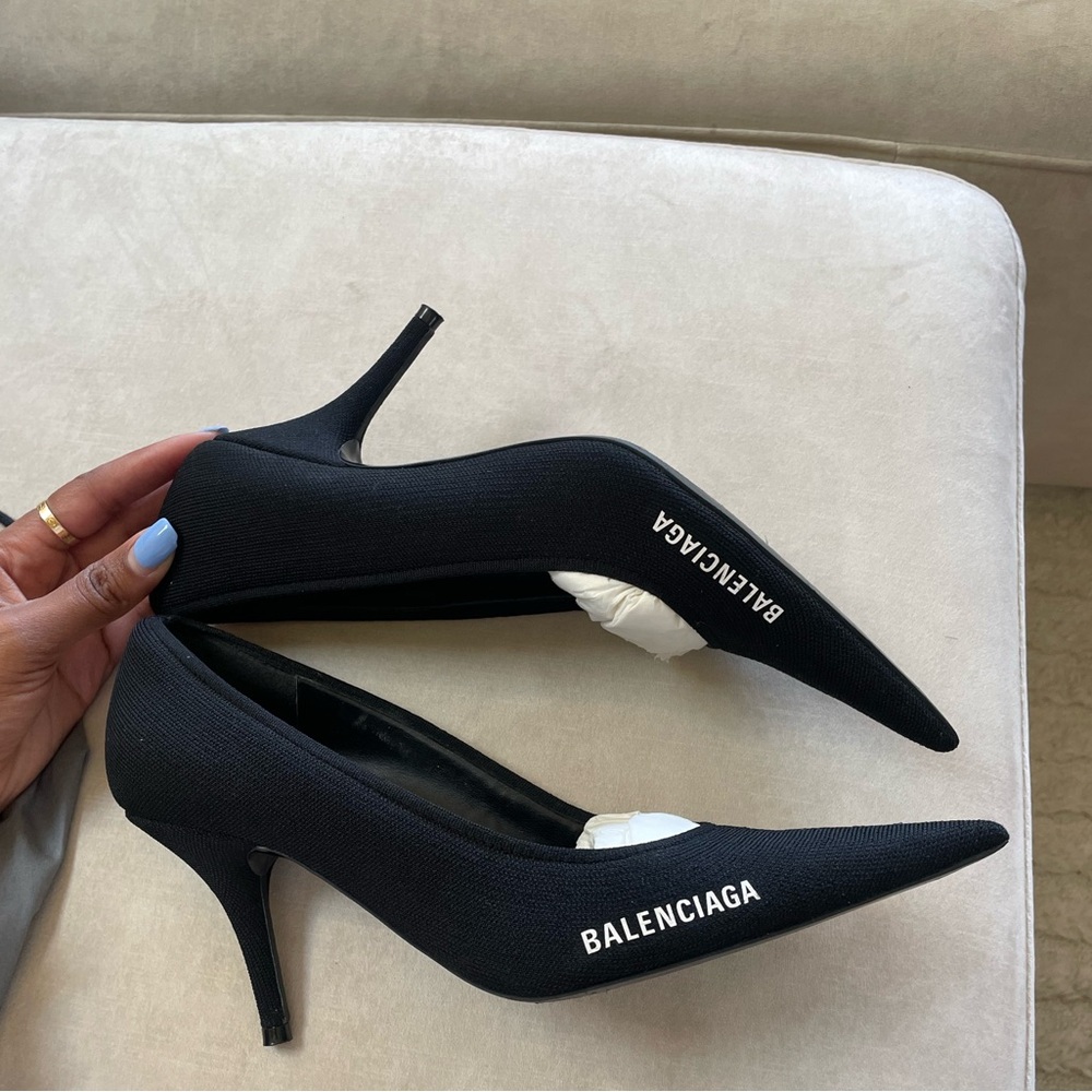 Balenciaga Knit Pump Heels (Black)